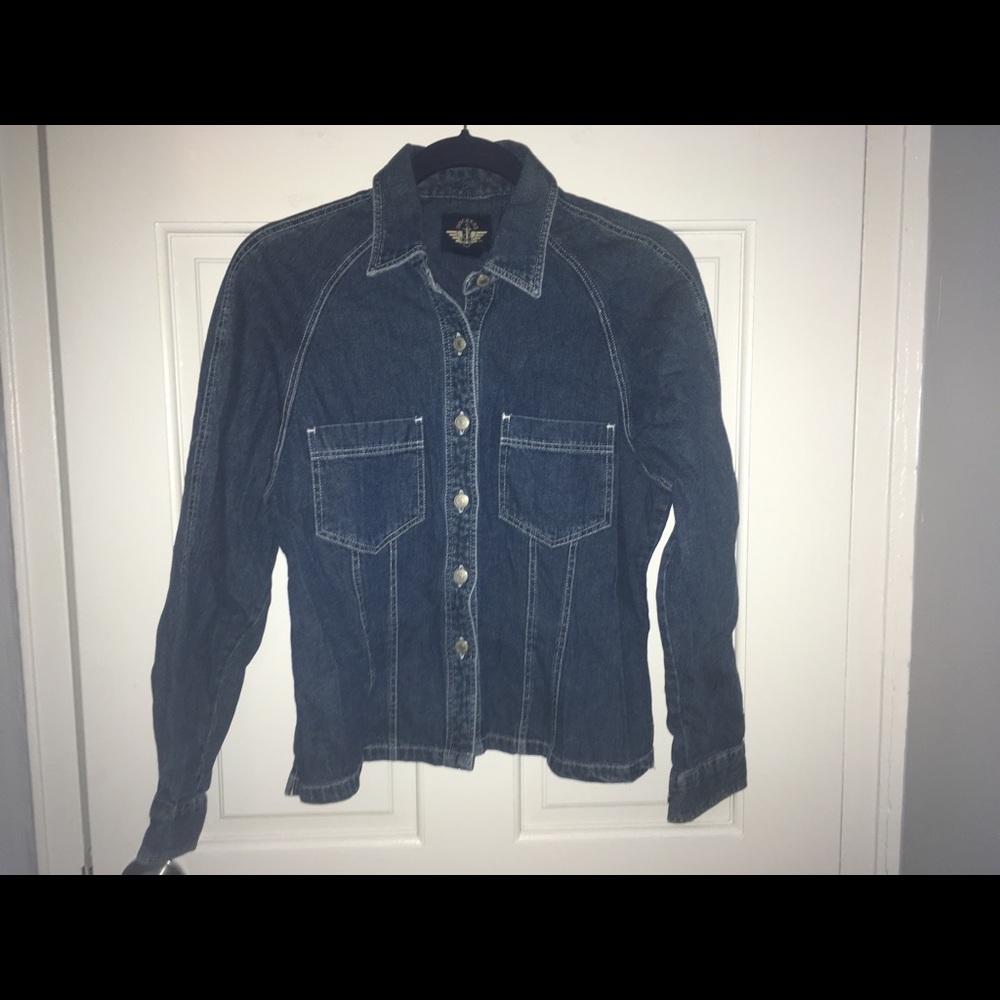 Vintage 90s Dockers denim button down shirt